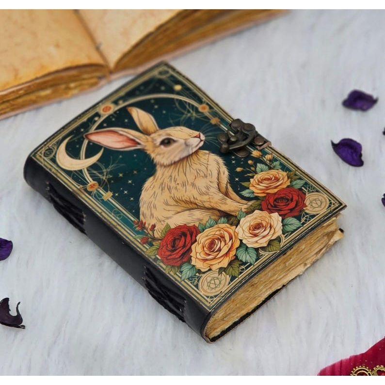 Moonlit Hare Journal | Rabbit Lock Diary | Mystical Floral Notebook | Vintage Witchy Grimoire | Gift for Writers & Dreamers