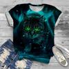 2022 Women Summer T Shirt Cute Cat with Big Eyes Print Short Sleeve Tees Casual Printed Tops For Women