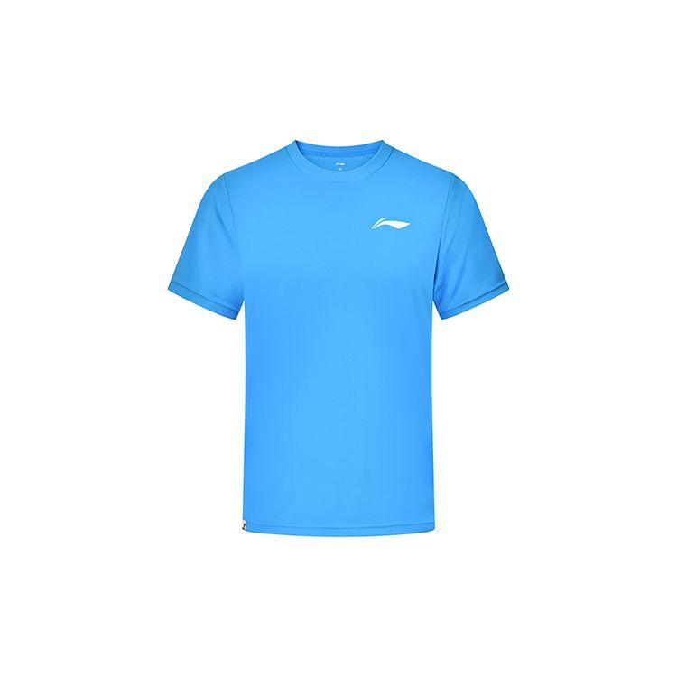 Li Ning Badminton Series Logo Print Crew Neck Short Sleeve T-Shirt Men Tops Sailing-Blue AHST347-6
