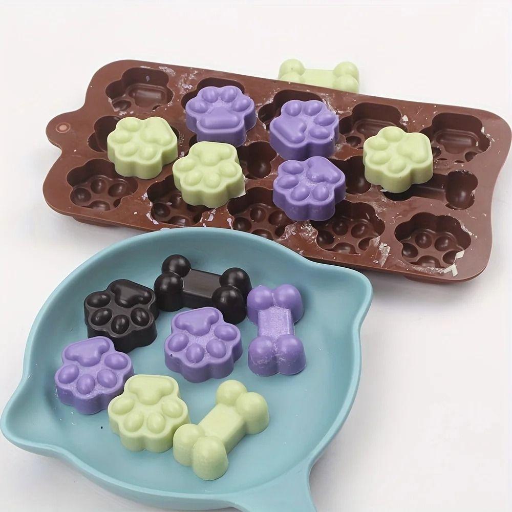 Silicone Chocolate Mold Dog Bone Cat Paw Pudding Jelly Mold Reusable Cake Baking Tool Jelly