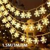 LED Snowflake Curtain Light for Party Romantic Christmas Curtain Lights Fairy Lamp for Home Garden Decoration 1.5 M / 3 M / 6 M