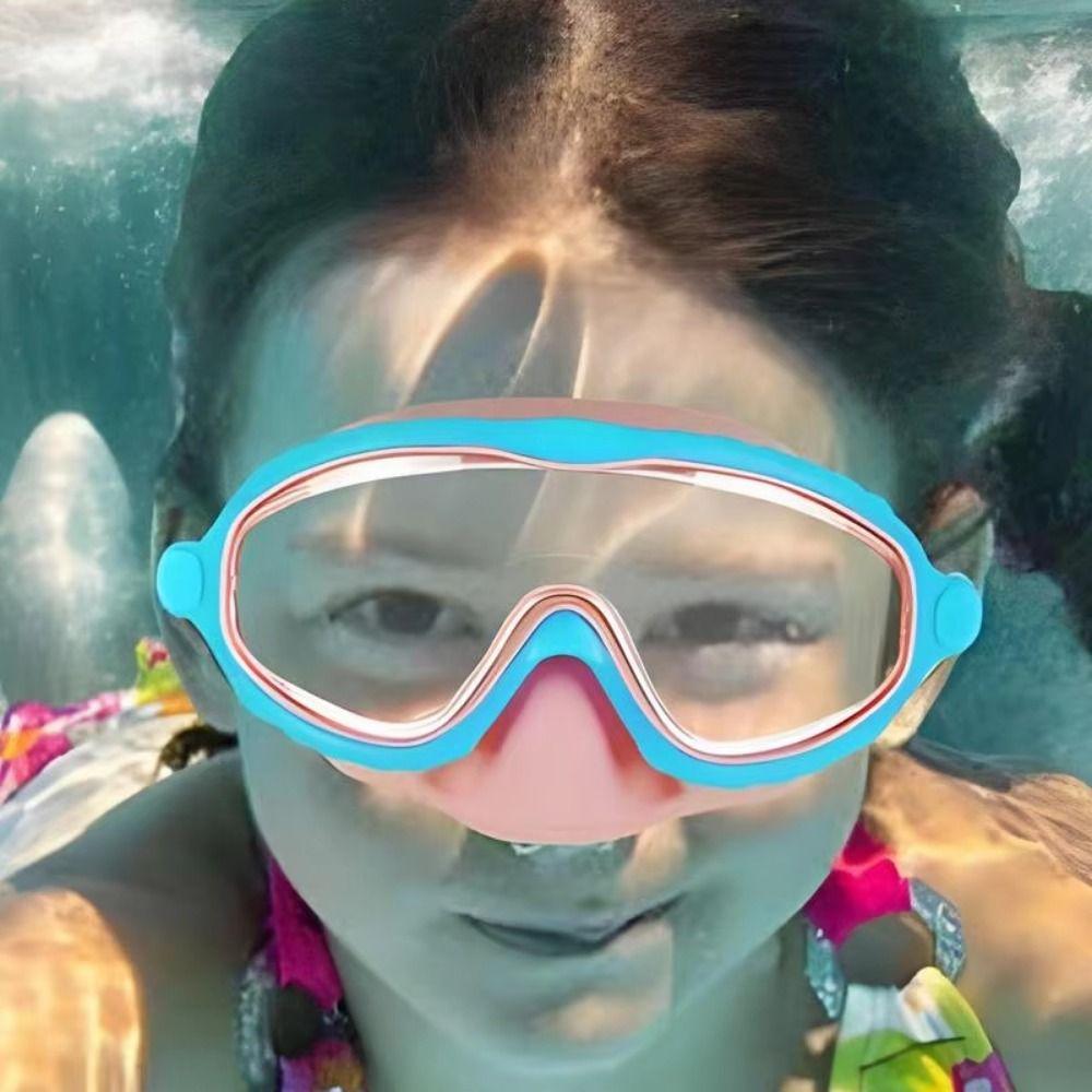 Очки для дайвинга для детей с защитой от запотевания, с большой оправой, очки для тренировок по плаванию для детей, дайвинг