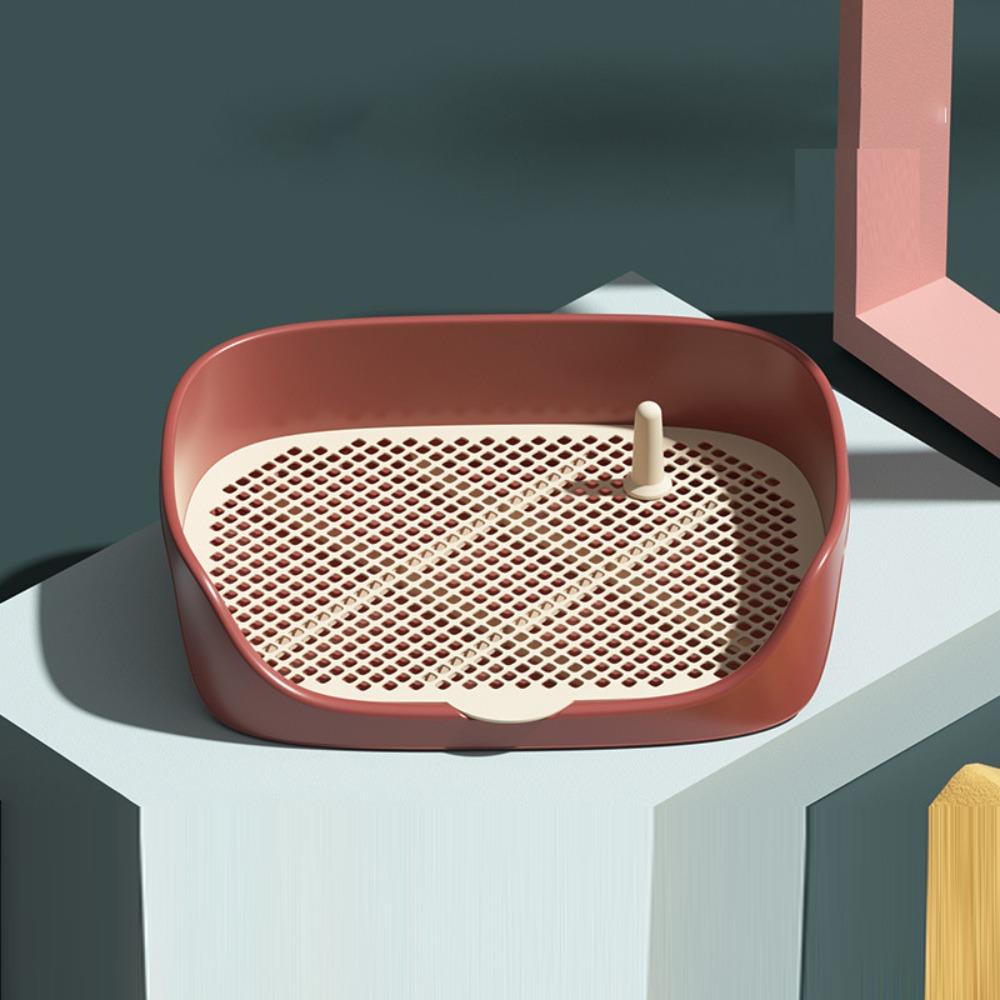 Пластиковый лоток для туалета для собак с высоким бортиком и столбиком, тренировочный туалет для питомцев, предотвращает разбрызгивание, сетчатая решетка, держатель для пеленок для собак