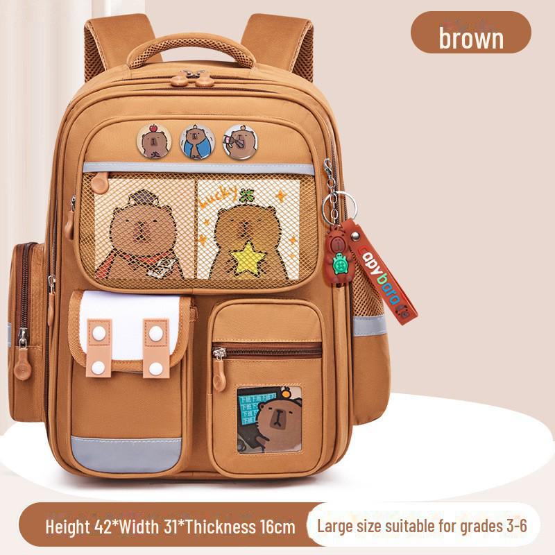 Легкий рюкзак большой вместимости Capibara для девочек начальной школы, 1-6 класс, с защитой позвоночника
