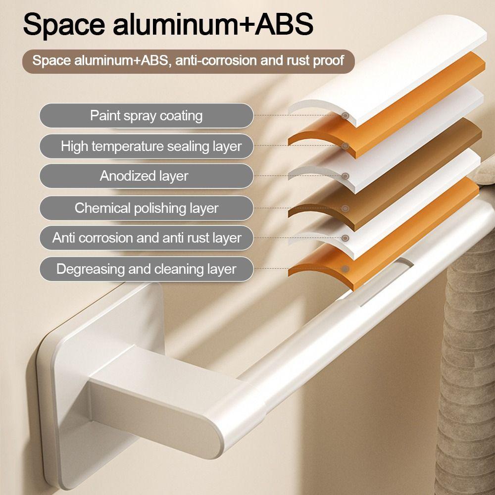 Superior Quality Aluminum Towel Rack Wall Mounted 30CM/40CM Towel Storage Hanger Paste Strong Load-bearing Bathroom Organizer