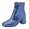 Gold Silver Blue Sequined Cloth Glitter Shoes Women High Heels Ankle Boots