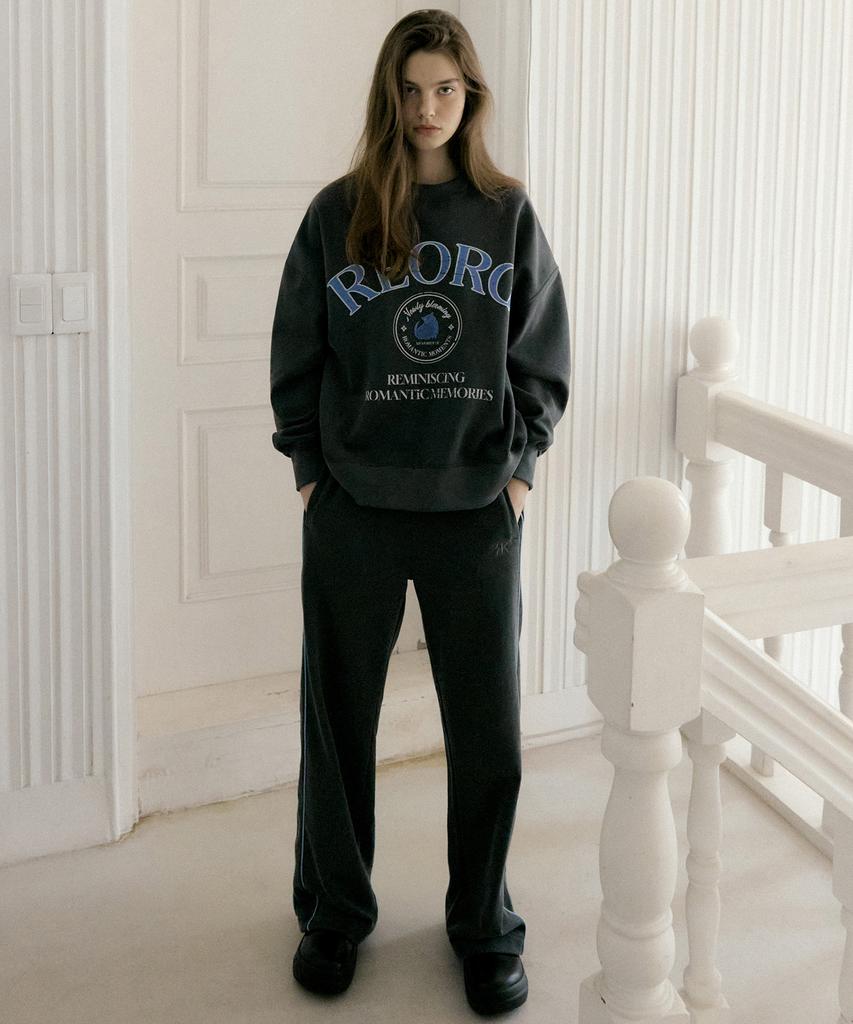 REORG Rie Vintage Piping Logo Wide Pants Dark Gray