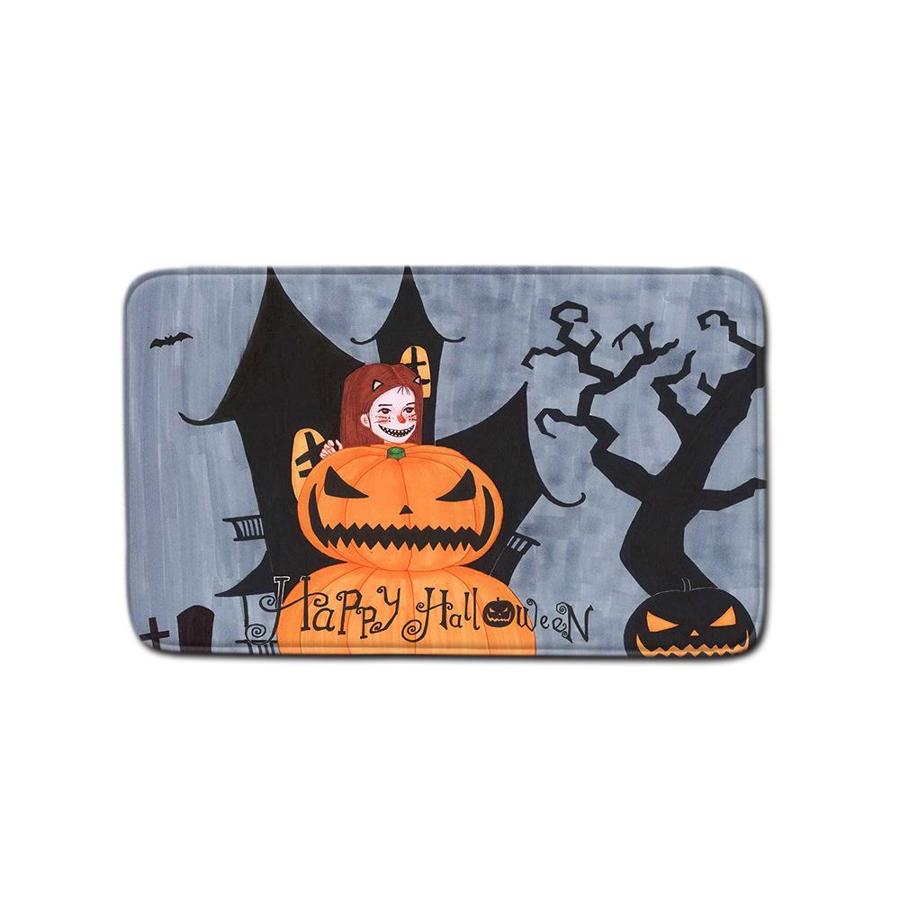 Halloween Shower Curtain Floor Mat Combination Four-Piece Set Kitchen Absorbent Non-Slip Carpet Bedroom Door Mat