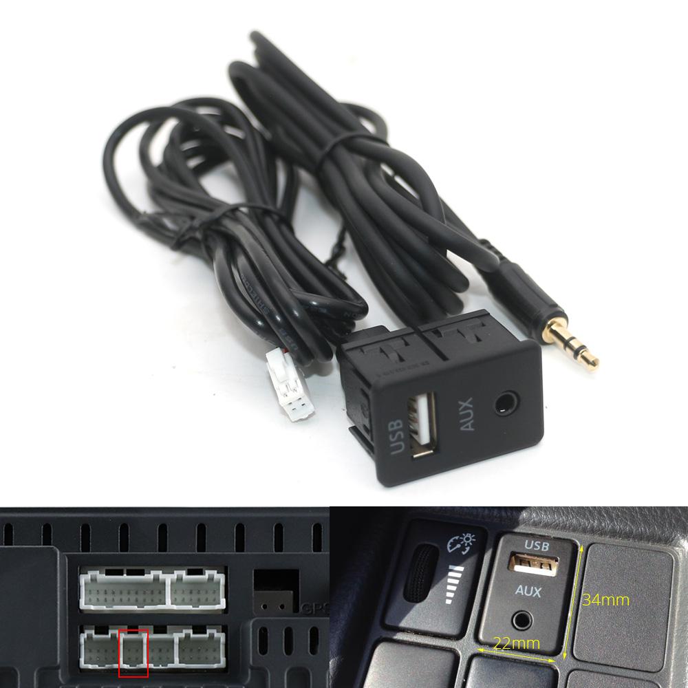 Car Dash Flush Mount 4 6 Pin Dual USB Switch Panel 3.5mm AUX RCA Interface Cable Adapter for Toyota VW Android Multimedia Player