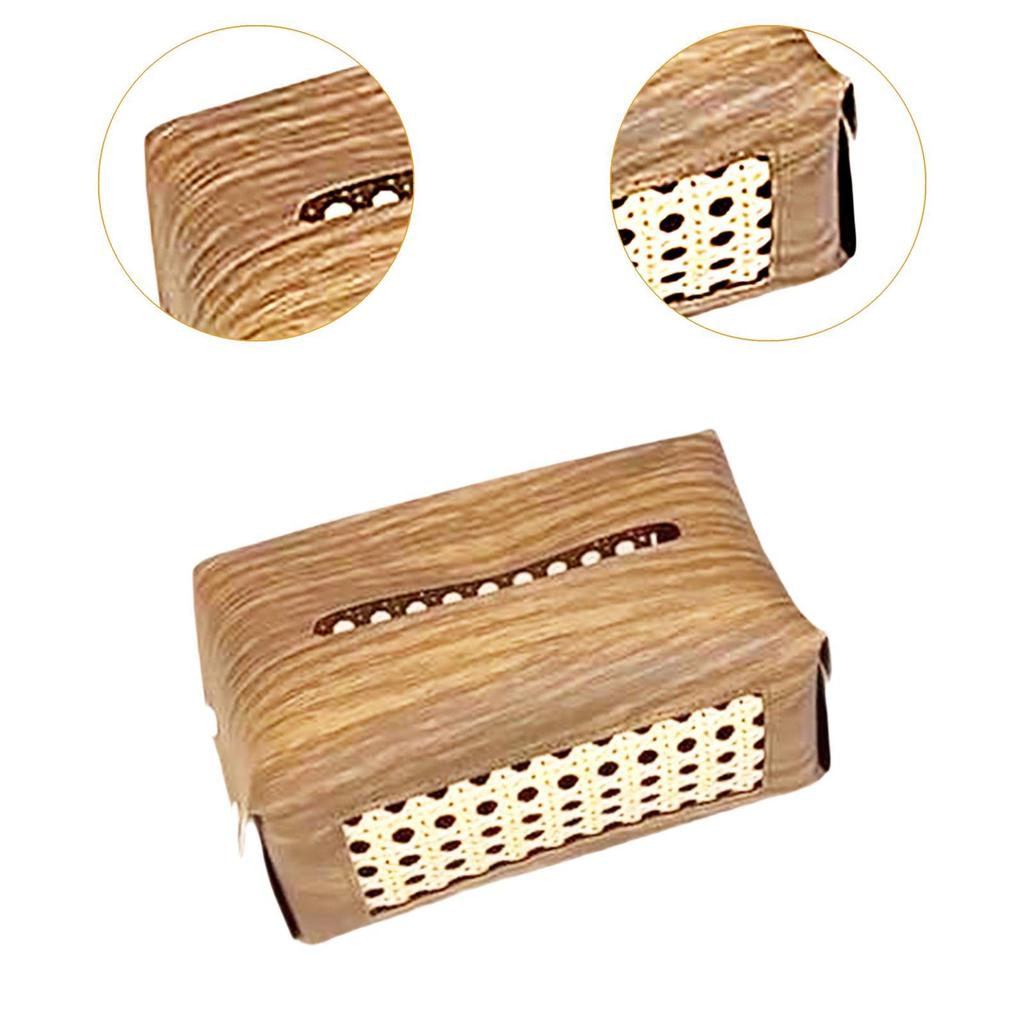 PU Leather Tissue Box Holder Napkin Organizer Rectangular Tissue Box Cover for Bedside Restaurant Bathroom Car Vanity Countertop