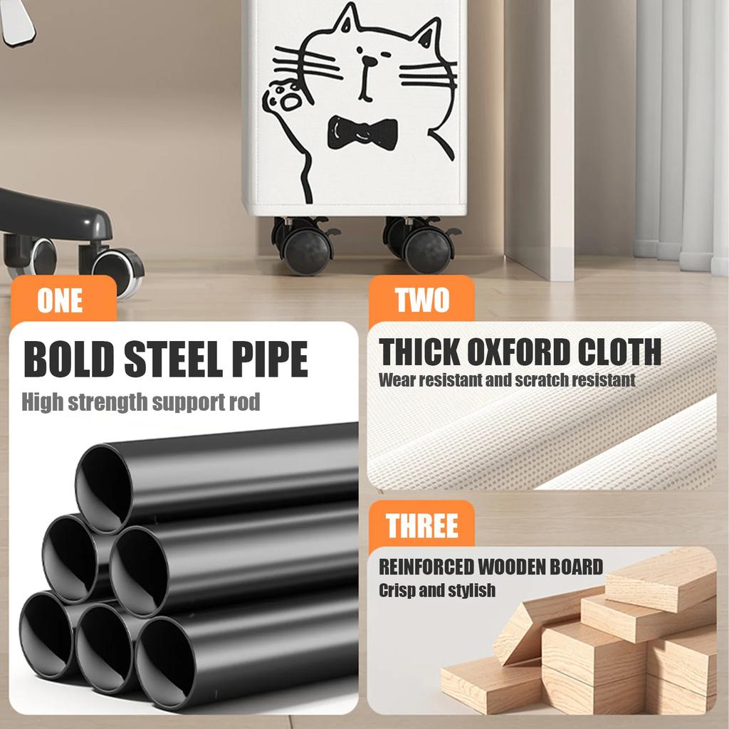 40cm Folding Laundry Basket Large Capacity Storage Box With Roller For Clothes Fitness Equipment Snack Toy Office Organizer Box