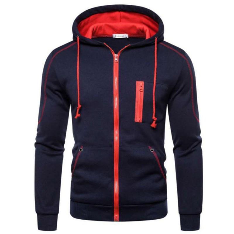 Mens Hooded Zip-Up Sweatshirt Teens Loose Fit Cotton Blend Long Sleeve Casual Sportswear Fall