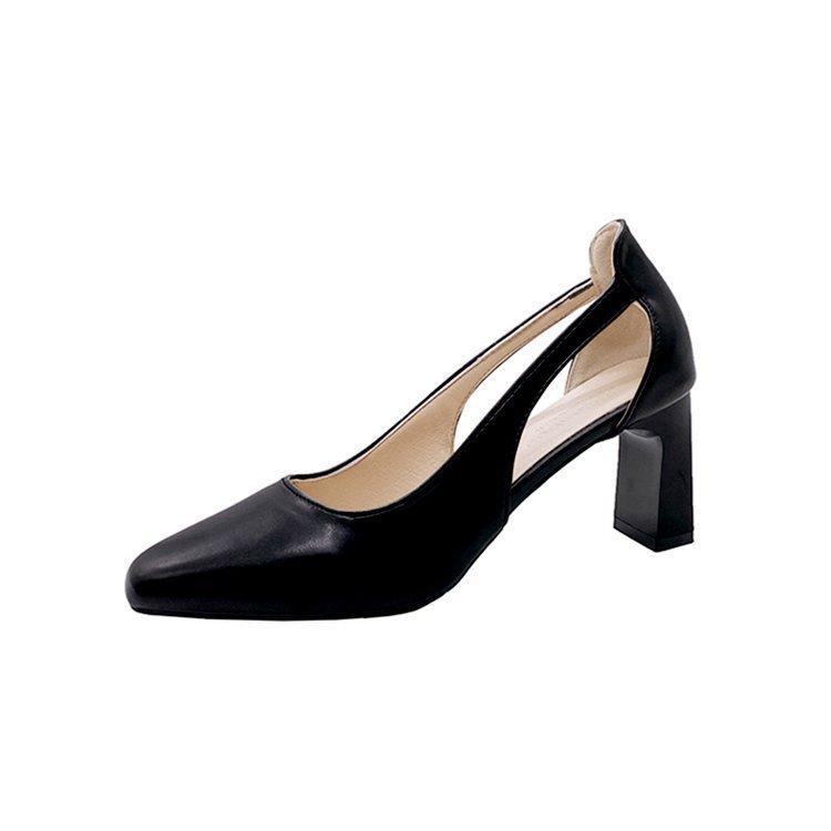 Босоножки Баотоу Женские 2024 Осень Новые Французские Ретро Остроносые Туфли на Толстом Каблуке Черные Профессиональные Туфли на Высоком Каблуке