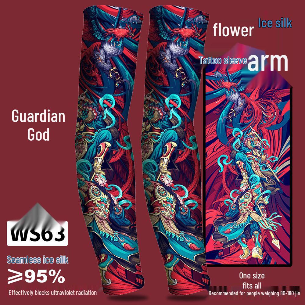 Рукава из ледяного шелка для защиты от солнца с татуировкой для мужчин и женщин - Летние для вождения, езды на велосипеде, с цветочным дизайном