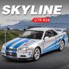 1:24 Alloy GTR R34 Model Car Toy with Sound, Light, Openable Doors, Four-Wheel Steering, and Pull-Back Action