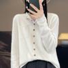 YYFS Женский кашемировый кардиган с круглым вырезом Qinghe Cashmere 30% Cashmere 70% Wool Зимний вязаный пуловер Осенний свитер Кашемировый свитер