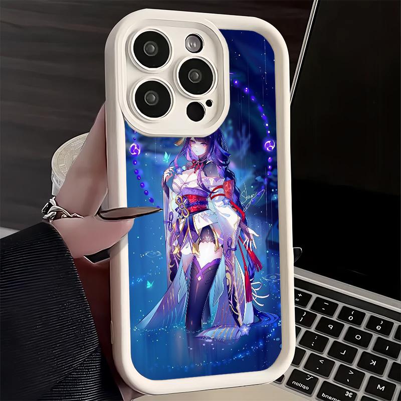Чехол для телефона iPhone 17 Air 16E 15 16 Pro Max Genshin Impact Райдэн Сёгун Чехол 14 Plus 13 12 Mini Мягкий Силиконовый Fundas