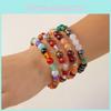 Geometric Agate Beaded Bracelet For Women Handmade Elastic Cord Jewelry For Travel Gift