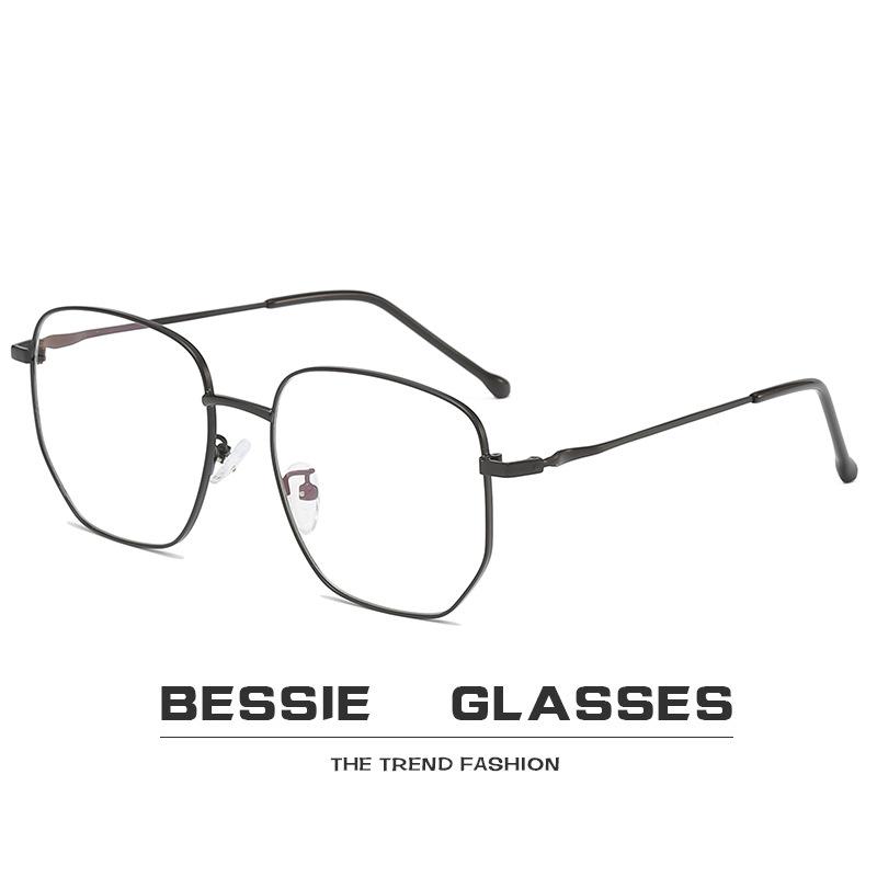 Square glasses men's irregular metal glasses frame retro large frame flat glasses women's plain face personalized glasses frame