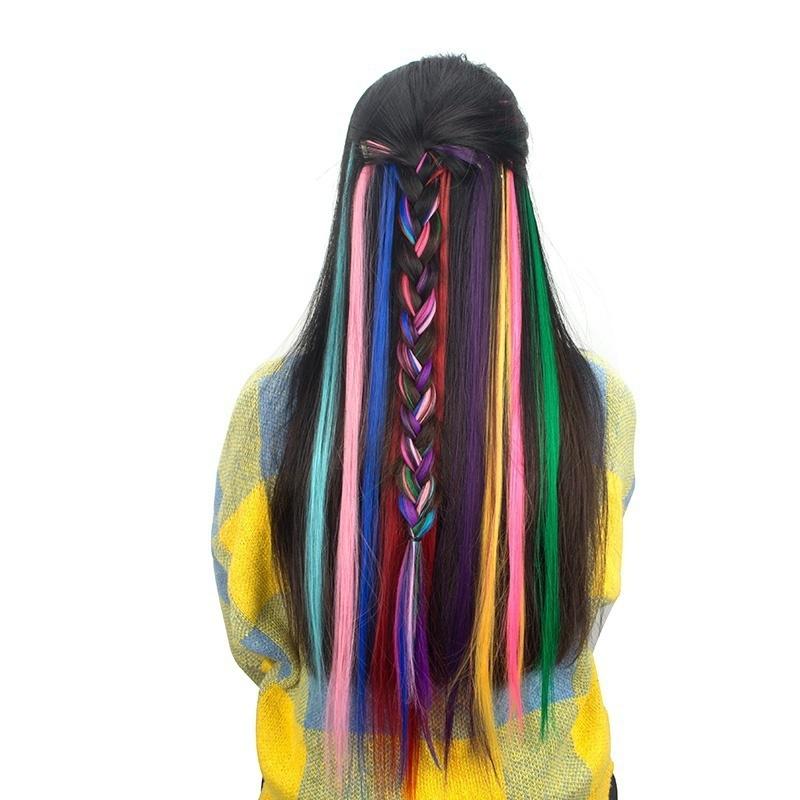 Multi Colors Hairpiece Straight Hair Extensions Hair Pieces Clip In Hair Extensions 55cm