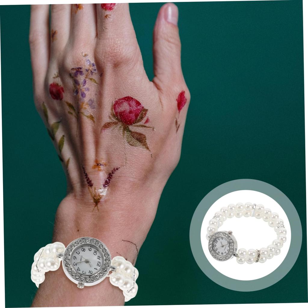 JECOMPRIS Браслет Жемчужный Браслет Стразы Винтажные Золотые Блестящие Часы для Манжеты Белые Женские Часы, Украшения, Часы, Часы, Женщины, Женские Часы,