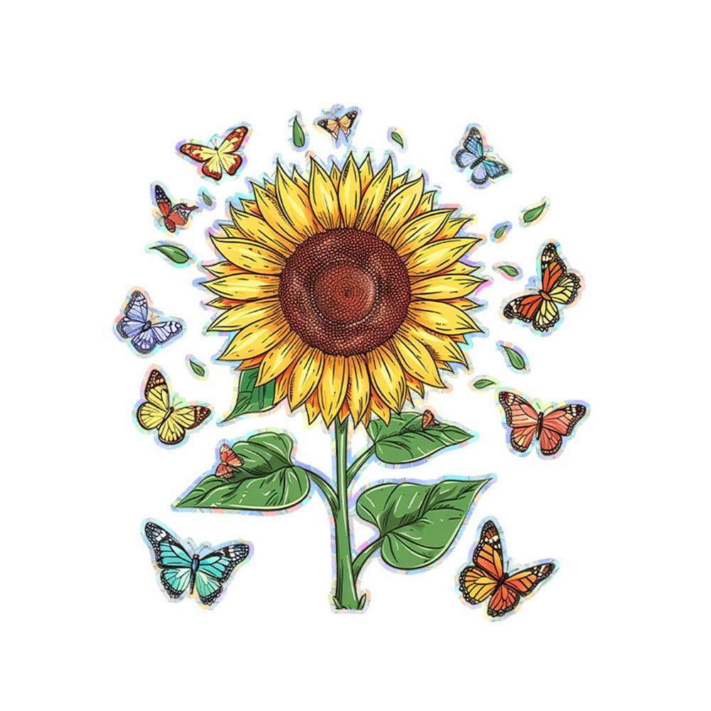 Rainbow Prisms Sun Flower Decals Colorful Glass Static Sticker Sun Catcher Window Stickers  Office