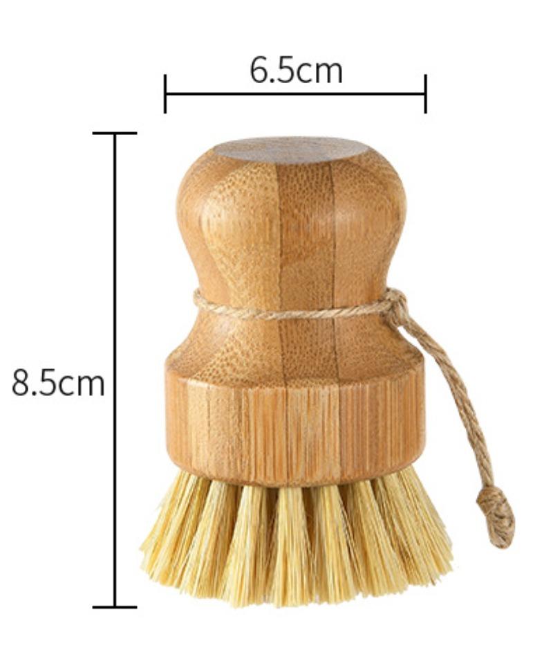 Кухонная щетка для чистки плиты сизаль толстая коричневая короткая ручка круглая тарелка для мытья посуды бамбуковый и деревянный горшок