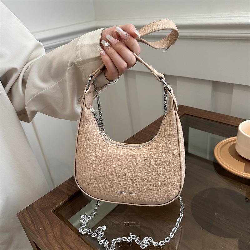Women'S Bag Fashion Shoulder Bag Texture Pu Crescent Bag Niche Versatile Chain Messenger Bag Armpit Bag