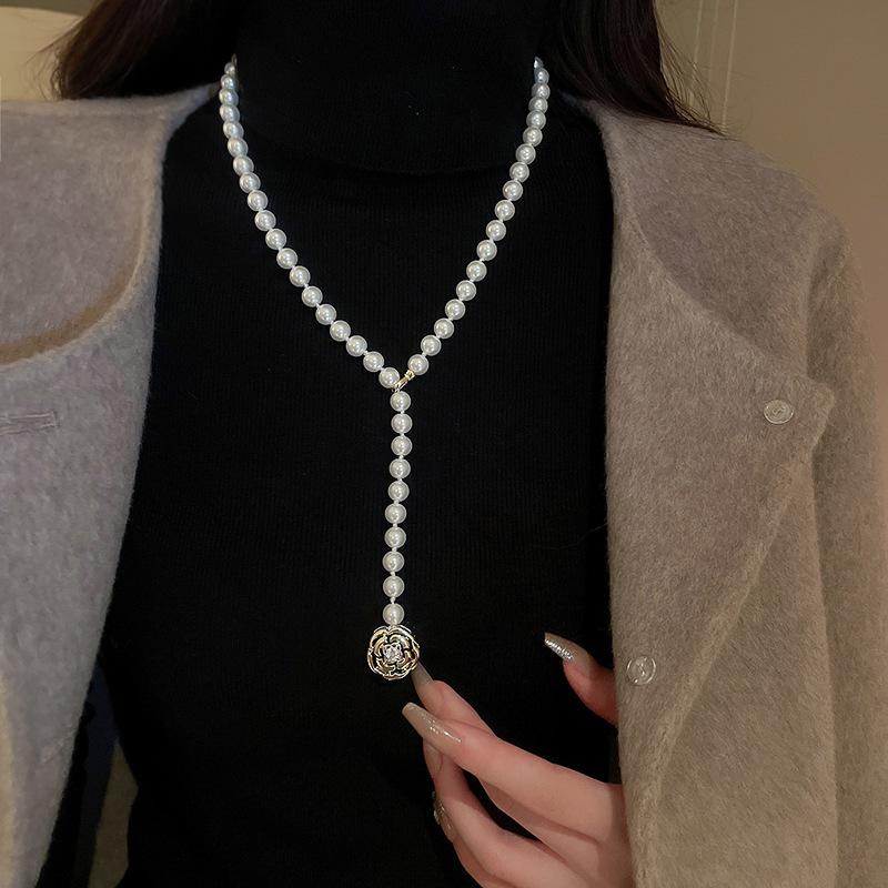Элегантное и очень длинное ожерелье, модная и универсальная цепочка для свитера, ретро и элитный аксессуар.