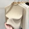 Autumn and Winter Women's Bottoming Shirt Knit Sweater Wooden Ear Edge Soft Half-high Neck Bottoming Shirt Long Sleeve Tops