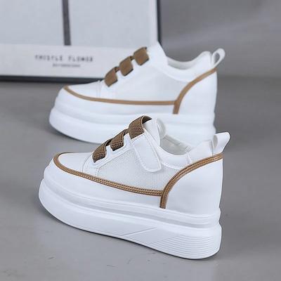 Мода 2025 Весна Женские Туфли на Высоком Каблуке 9 См Толстая Подошва Кроссовки Новая Осенне-Зимняя Мода Повседневная Обувь Черный Белый 34-40