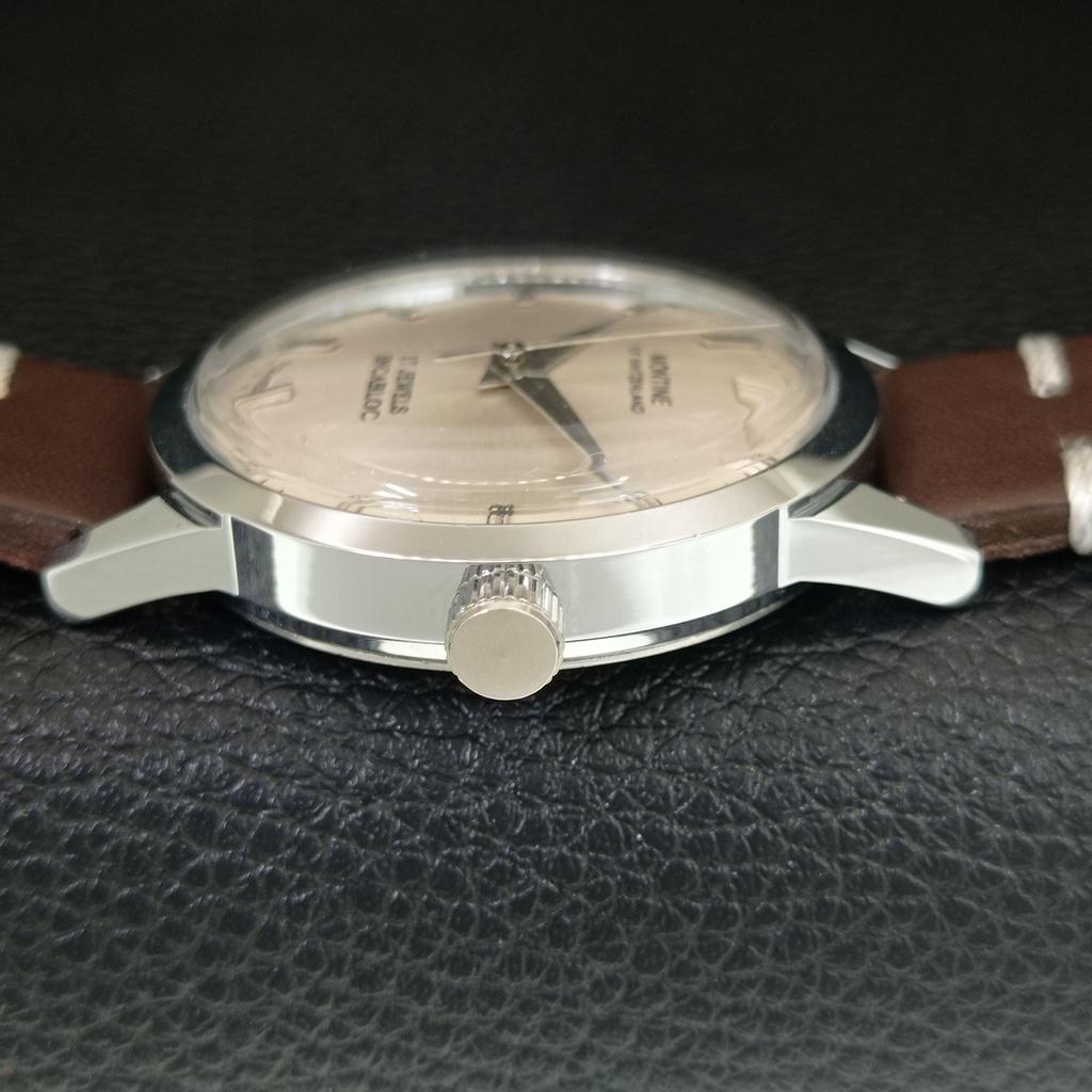 MONTINE VINTAGE ШВЕЙЦАРСКИЕ МУЖСКИЕ ЧАСЫ С РУЧНЫМ ЗАВОДОМ ОТРЕСТАВРИРОВАННЫЕ СЕРЕБРЯНЫЙ ЦИФЕРБЛАТ a445228-1