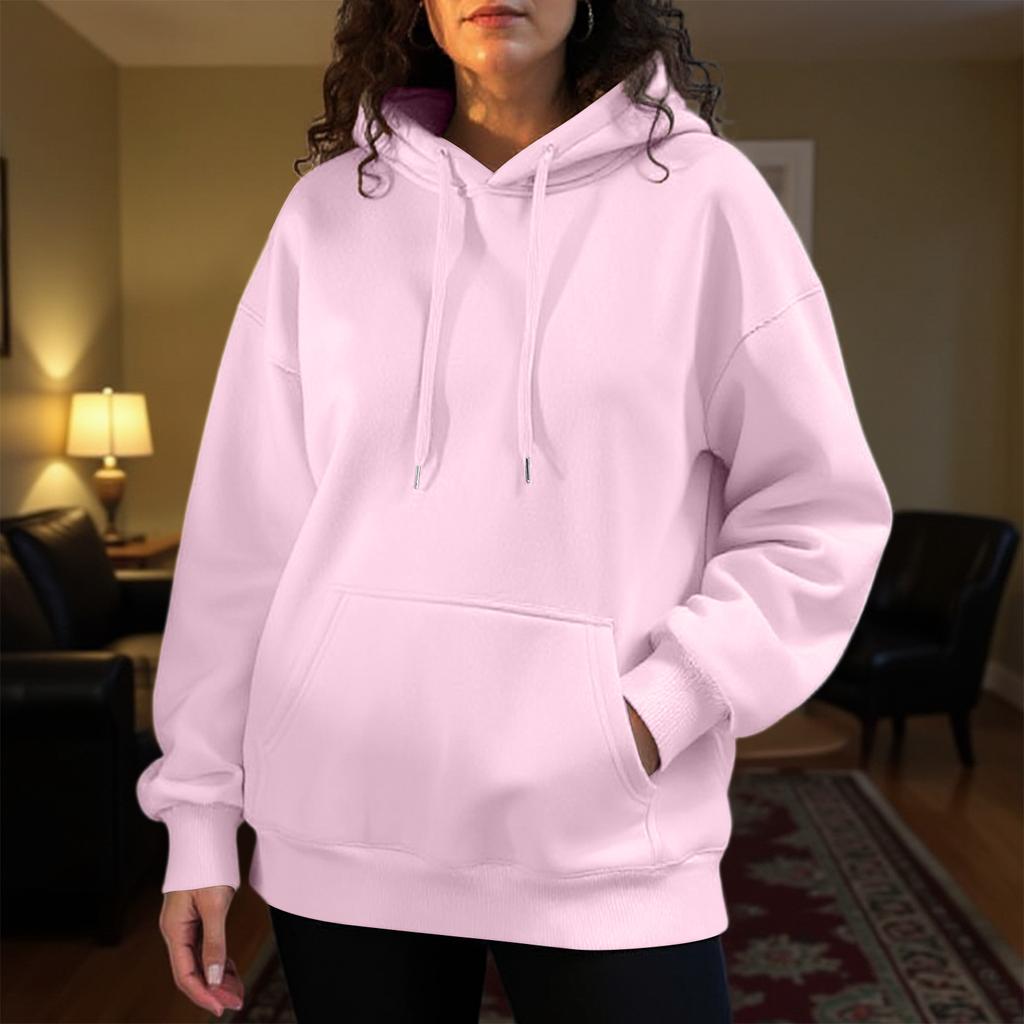 Women's Fashion Solid Color Casual Long Sleeve Hoodie