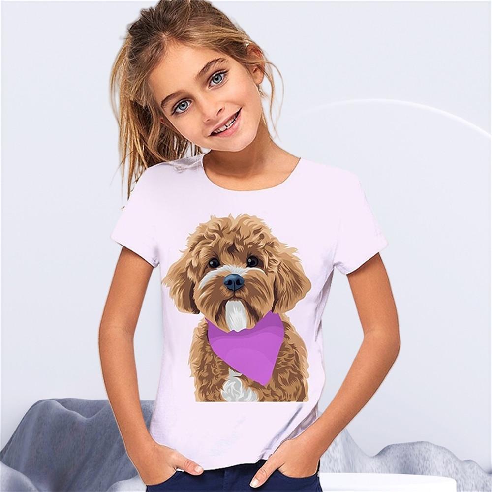 Детская одежда для мальчиков и девочек Футболка с принтом 3D Cat и короткими рукавами, топ с круглым вырезом