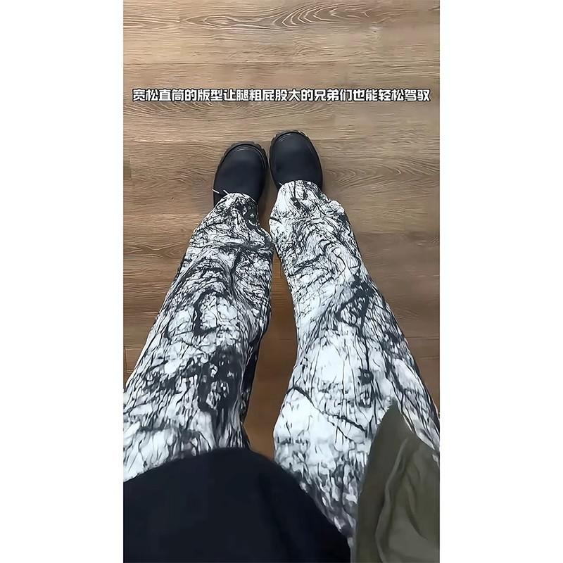 Американский ретро дизайн джинсов с принтом tie-dye чернилами модный бренд слегка зауженные брюки мужские весенние нишевые прямые брюки