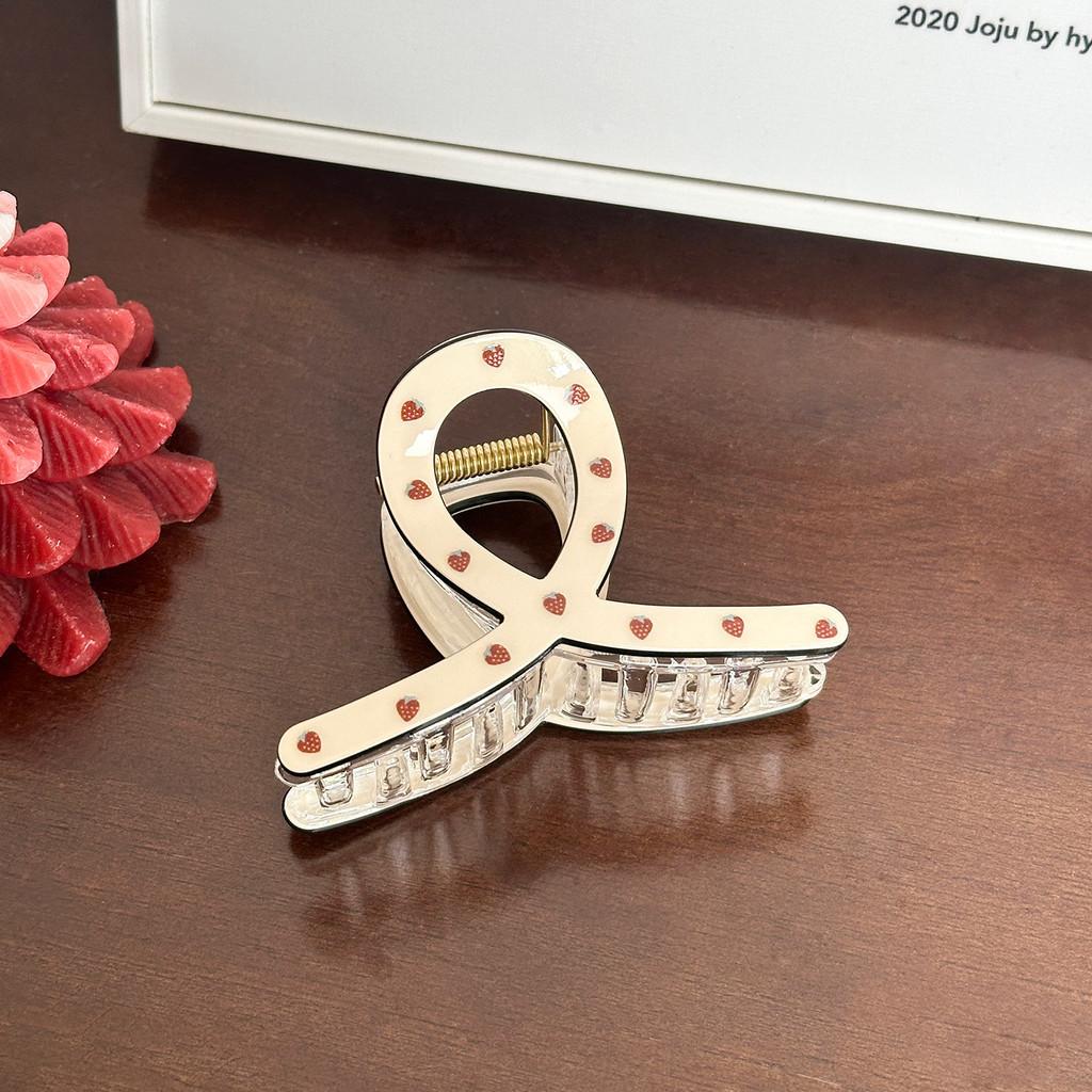 Трендовые большие заколки-крабы для волос с цветочным и клубничным принтом для женщин