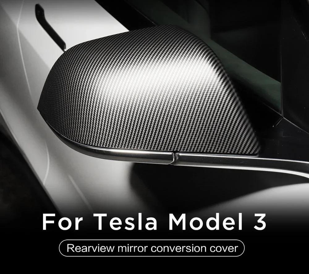 Накладка на зеркало заднего вида для Tesla Model 3 Model Y 2024 Аксессуары Накладка из настоящего углеволокна на боковую дверь Защитная деталь для автостайлинга