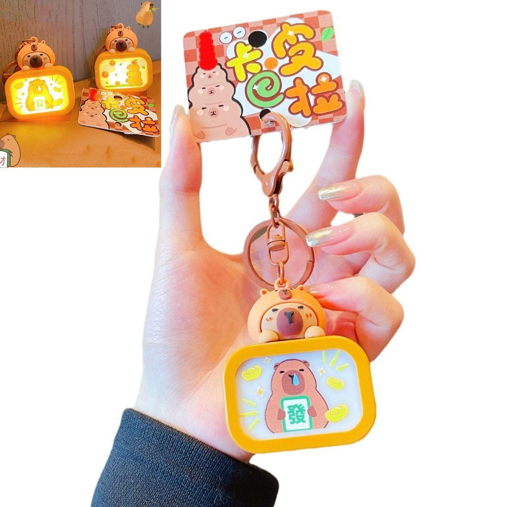 Мультяшный Капибара ПВХ Брелок Светящийся Светящийся Телевизор Подвеска Мигающий Свет Брелок Пара