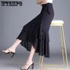 Женская шифоновая юбка средней длины, юбка-рыбий хвост, летняя, средней длины, с завышенной талией и кантом в виде листьев лотоса