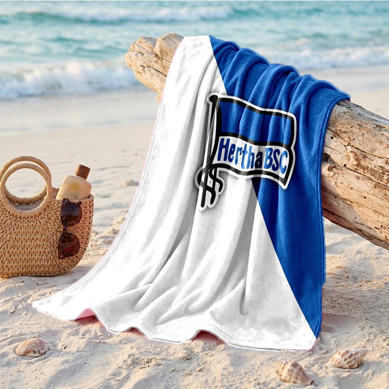 Hertha BSC FC Печатное Микрофибровое Пляжное Полотенце Быстросохнущее Впитывающее Большое Полотенце Для Пляжа Плавания Путешествий