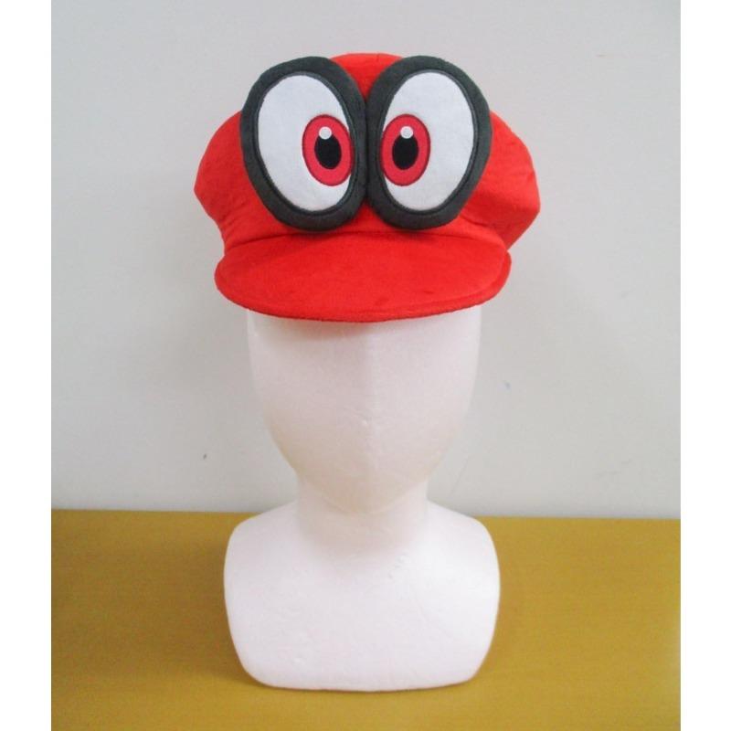 Cartoon Plush Hat, Mario Odyssey Costume Accessory, Soft Red Plush Mario Cap with Eyes, Perfect for Cosplay, Halloween, Birthday Gifts