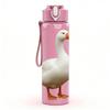 1PC White Duck Standing Farm Print 750ml Color Plastic Sports Water Bottle Leakproof Flip Straw Lid Suitable for Sports Office Home Use