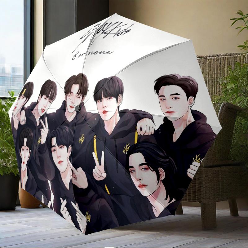 K-pop Group Stray Umbrella Folding umbrella, automatic umbrella 8-Frame for Travel, camping Use Gift for Halloween Christmas