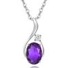 Necklace Amethyst February Birthstone Diamond Lab Grown K14 White Gold Pendant with Silver Chain White Dee Birthday Anniversary Present Gift Wrapping