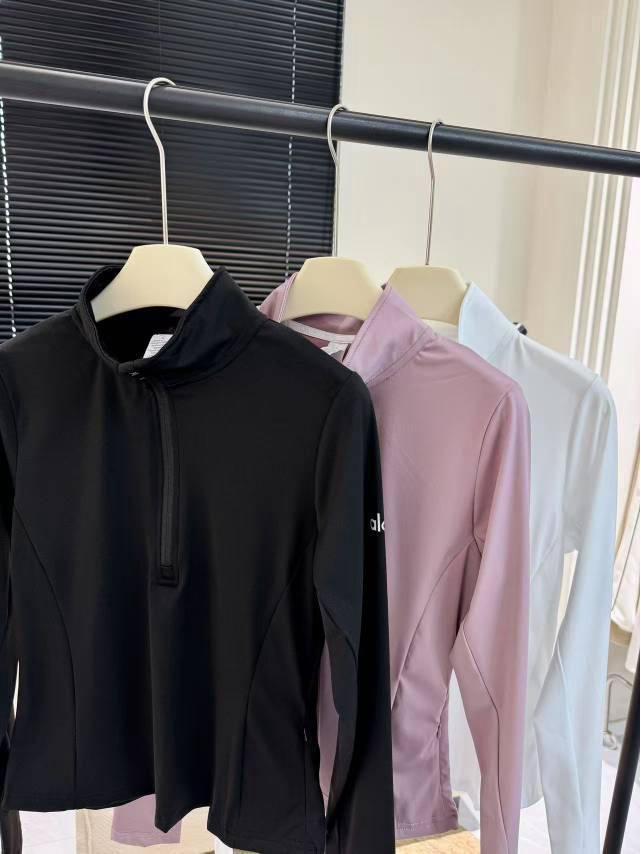 Женский оригинальный базовый слой для йоги Alo Slim-Fit с полумолнией - Топ для тренировок с длинным рукавом для осени/зимы