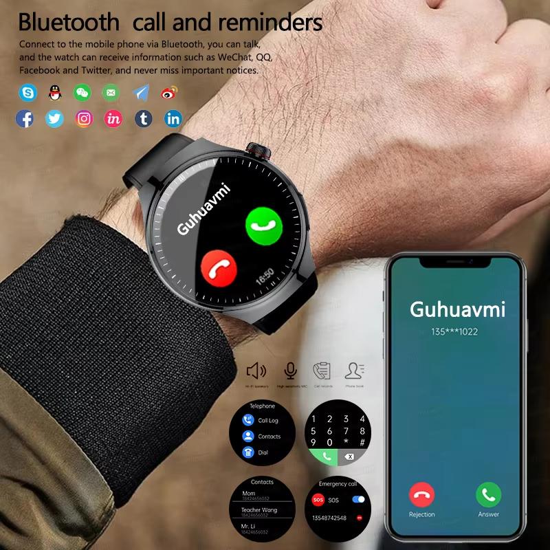 Новые спортивные смарт-часы для улицы 2025 для мужчин 1,43" HD AMOLED экран ЭКГ Физическое обследование BT5.0 Звонок Смарт-часы для HUAWEI Xiaomi
