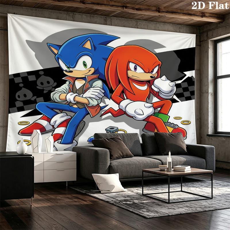 Sonic Hedgehog Wall Tapestry Aesthetic Wall Hanging Printed Fabric Blanket Decorative Tapestries For Bedroom Living Room Home Decor