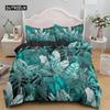 Тропические Ботанические Листья King Size Queen Size Пододеяльник Зеленые Пальмовые Листья Премиум Полиэстер Комплект Постельного Белья для Детей Подростков Взрослых с Наволочкой