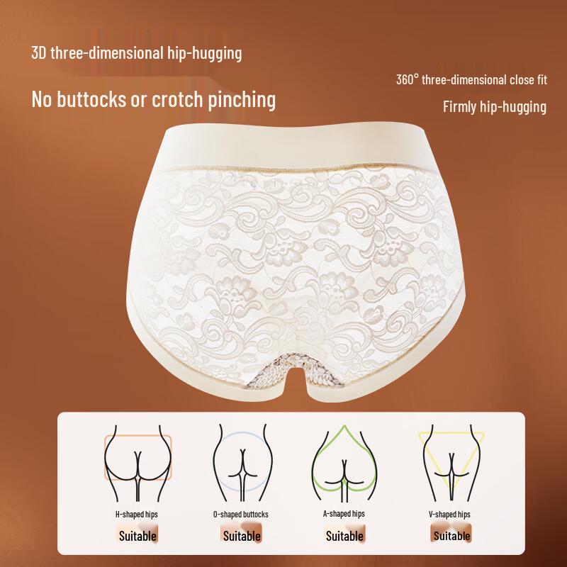 Urban Beauty Women's Seamless Lace Mid-Rise Briefs with Silk Gusset