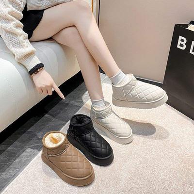 2025 новые зимние утолщенные трендовые теплые короткие ботинки - легкие нескользящие кожаные водонепроницаемые зимние ботинки женские